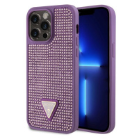 Guess Rhinestones Triangle Metal Logo Kryt pre iPhone 15 Pro Max Purple