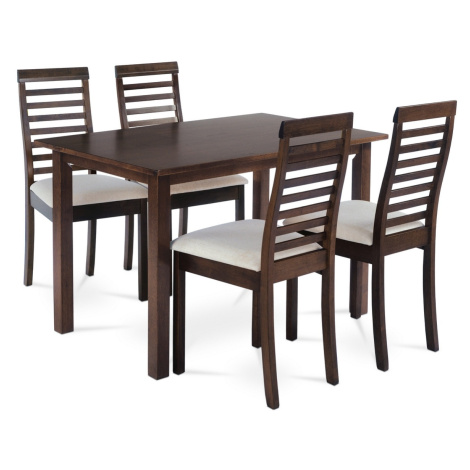 Jedálenský set z masívneho dreva so 4 stoličkami,120 x 75 x 75 cm, orech Autronic