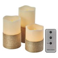 EMOS LED dekorace – 3x vosková svíčka s provázkem, 3x 3x AAA, vnitřní, vintage, ovladač