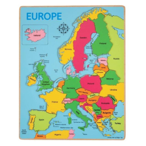 Bigjigs Toys Drevené puzzle mapa Európy 25 dielikov