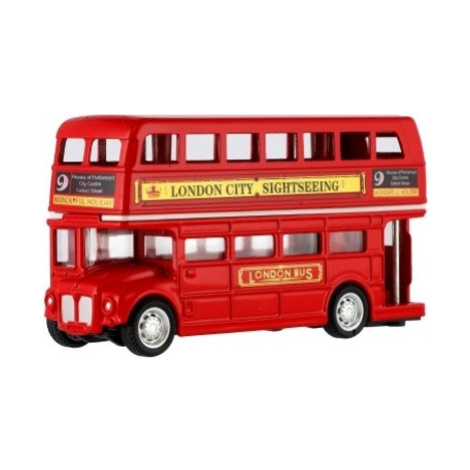Autobus "Londýn" červený poschodový kov/plast 12cm na spätné natiahnutie Teddies