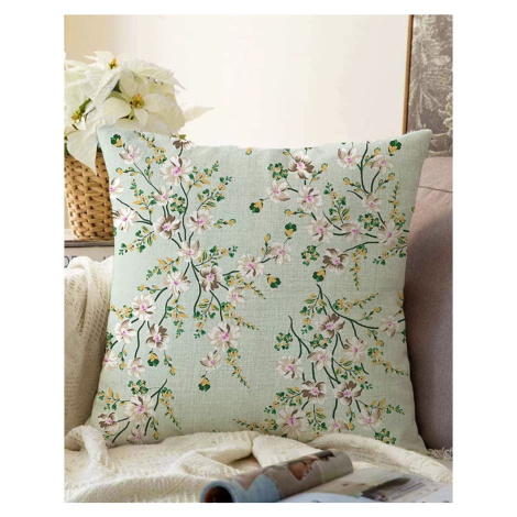 Zelená obliečka na vankúš s prímesou bavlny Minimalist Cushion Covers Bloom, 55 x 55 cm