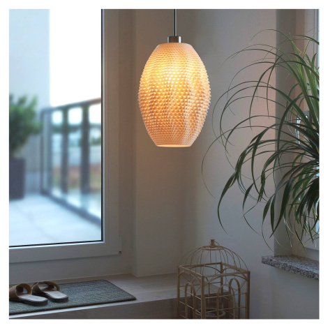 Závesná lampa Koral Olive z biomateriálu, linen Tagwerk