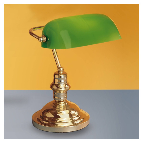 Stolná lampa Onella v bankárskom štýle zelená Orion