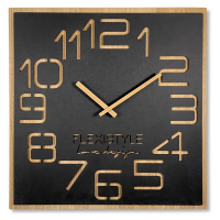 domtextilu.sk Dizajnové nástené hodiny v luxusnej kombinácia dreva a čiernej farby 60 cm 47309