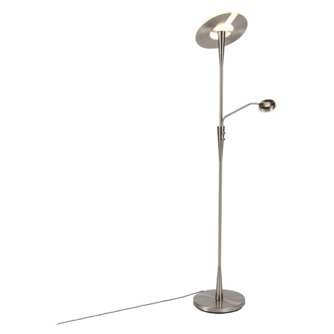 Moderná stojaca lampa z ocele vrátane LED s čítacím ramenom - Moderno TRIO