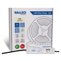 McLED  LED páska - sada 2 m, 240 LED/m, WW, 6 W/m, DC 24V, 500 lm/m, CRI90, IP67, 10 mm, vodič 3