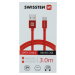 Kábel USB/Micro USB Swissten 3.0A 3m červený