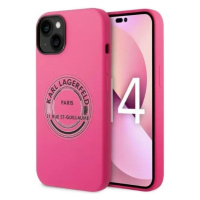 Apple iPhone 14, Silikónové puzdro, Parížsky vzor, Karl Lagerfeld Silicone RSG, magenta