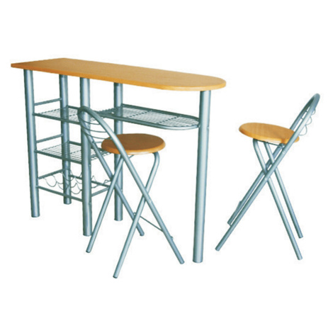 Komplet barový stôl + 2 stoličky, buk, 120x40 cm, BOXER Tempo Kondela