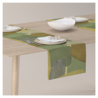 Dekoria Štóla na stôl, geometrické vzory v zeleno - hnedých farbách, 40 x 130 cm, Vintage 70's, 