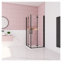 H K - Sprchovací kút MELODY BLACK R909, 90x90 cm so zalamovacími dverami vrátane sprchovej vanič