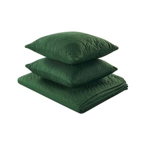 Sada embosovanej prikrývky na posteľ s vankúšom 140 × 210 cm zelená BABAK, 313567
