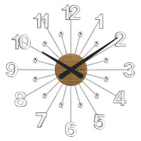 Drevené strieborné hodiny s kameňmi Vlaha design VCT1080, 49cm