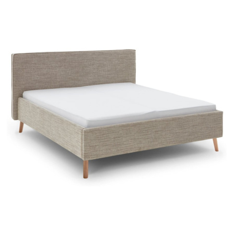 Béžová čalúnená dvojlôžková posteľ s úložným priestorom s roštom 180x200 cm Riva – Meise Möbel
