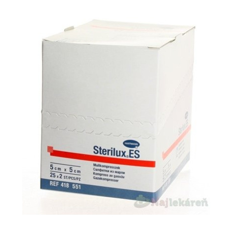 STERILUX ES kompres sterilný,so založenými okrajmi  (5x5cm) 25x2 (50 ks)