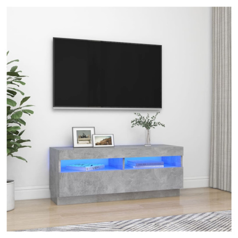 vidaXL TV skrinka s LED svetlami betónová sivá 100x35x40 cm