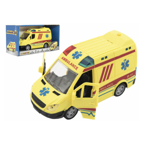 TEDDIES Auto ambulancia plast na zotrvačník a batéria so zvukom so svetlom 20 cm