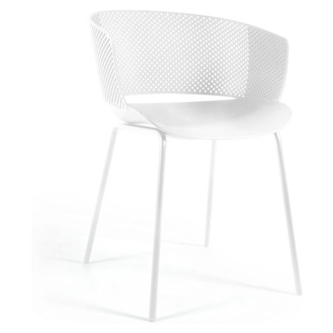 Biela kovovo-plastová záhradná stolička Yeray – Kave Home