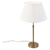 Bronzová stolová lampa s nariaseným tienidlom biela 35cm - Parte