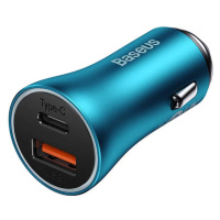 Nabíjačka do auta Baseus Golden Contactor Max car charger, USB + USB-C, 60W (blue)