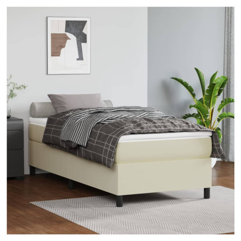 vidaXL Rám na boxspring posteľ, krémový 90x190 cm, umelá koža