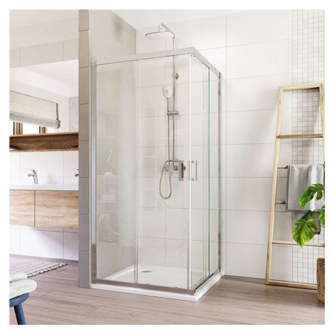 Mereo Sprchovací kút, Lima, štvorec, zasúvací, 90x90 cm, chróm ALU, sklo Číre CK608A23K