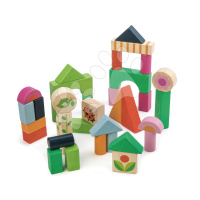 Drevené kocky na vidieku Courtyard Blocks Tender Leaf Toys s maľovanými obrázkami 34 dielov vo v