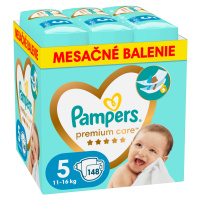 PAMPERS Plienky jednorázové Premium Care veľ. 5 (11-16 kg) - mesačné balenie 148 ks