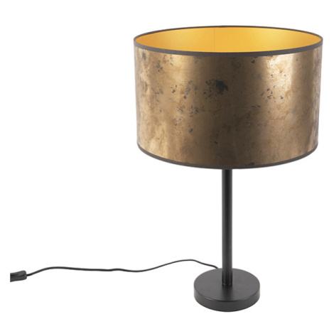 Stolná lampa v štýle Art Deco čierna so odtieňom zo starého bronzu 35 cm - Simplo QAZQA