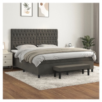 vidaXL Posteľný rám boxspring s matracom tmavosivý 180x200 cm zamat