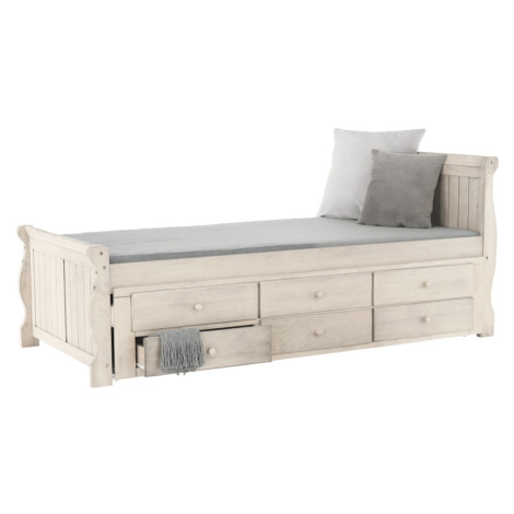 KONDELA Antiko jednolôžková posteľ s prístelkou antická biela Tempo Kondela