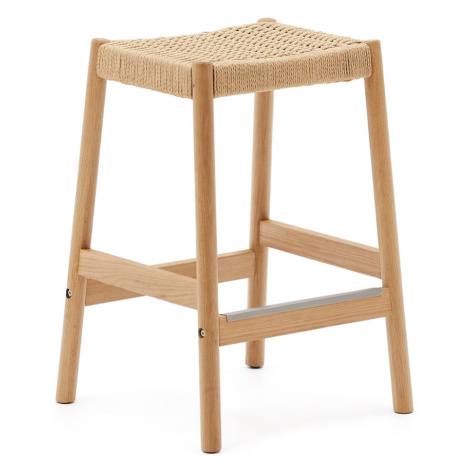 Barové stoličky z dubového dreva v prírodnej farbe v súprave 2 ks (výška sedadla 66 cm) Yalia –  Kave Home