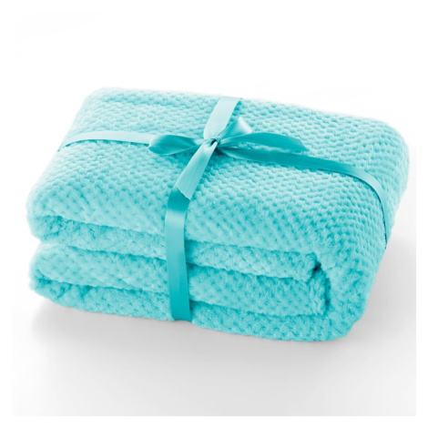 Tyrkysový pléd z mikrovlákna DecoKing Henry, 150 × 70 cm