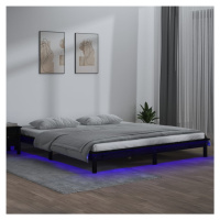 vidaXL Posteľný rám LED čierny 120x190cm malé dvojlôžko masívne drevo