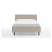 Béžová čalúnená dvojlôžková posteľ s úložným priestorom s roštom 140x200 cm Mattis - Meise Möbel