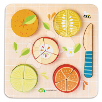 Drevené puzzle ovocie Citrus Fractions Tender Leaf Toys 16 dielov na krájanie nožom od 18 mes