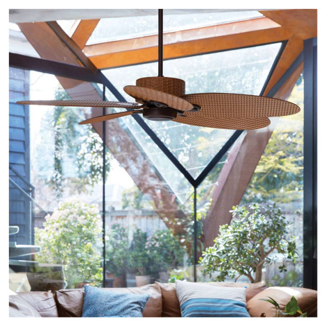 Stropný ventilátor Beacon Fijian II, hnedý, Ø 132 cm, tichý