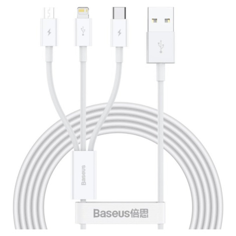 Baseus CAMLTYS-02 Superior Kábel 3v1 Typ-C, Lightning, MicroUSB 1.5m, Biely