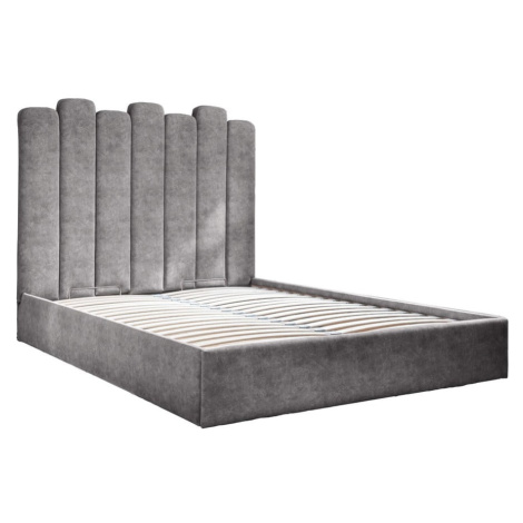 Sivá čalúnená dvojlôžková posteľ s úložným priestorom s roštom 160x200 cm Dreamy Aurora – Miufor Miuform