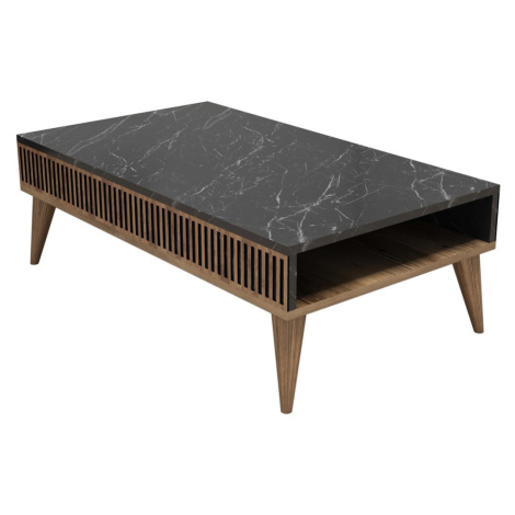 Konferenčný stolík Milan 105 cm hnedý/čierny mramor