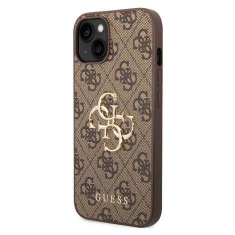 Plastové puzdro Guess na Apple iPhone 14 GUHCP14S4GMGBR 4G Metal Logo hnedé