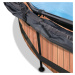 Bazén so strieškou a filtráciou Wood pool Exit Toys kruhový oceľová konštrukcia 300*76 cm hnedý 