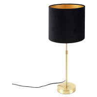Stolová lampa zlatá / mosadz s čiernym zamatovým odtieňom 25 cm - Parte