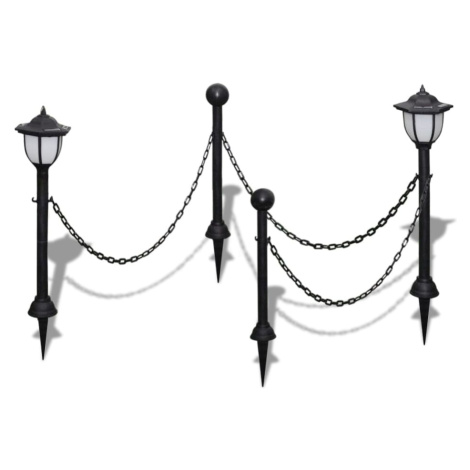 vidaXL Reťazový plot s 2 solárne LED lampy