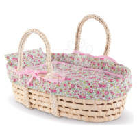 Prútený košík s prikrývkou a vankúšom Braided Basket Floral Corolle pre 36-42 cm bábiku