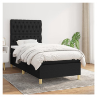 vidaXL Posteľný rám boxspring s matracom čierny 90x190 cm látka