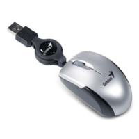 Genius Myš Micro Traveler V2, 1200DPI, optická, 3tl., drátová USB, stříbrná, Micro