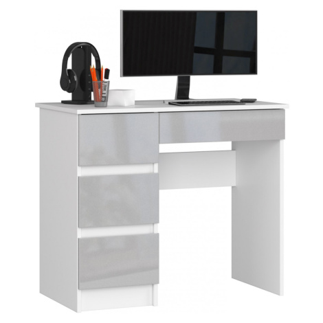 Písací stôl A-7 90 cm biely/sivý ľavý