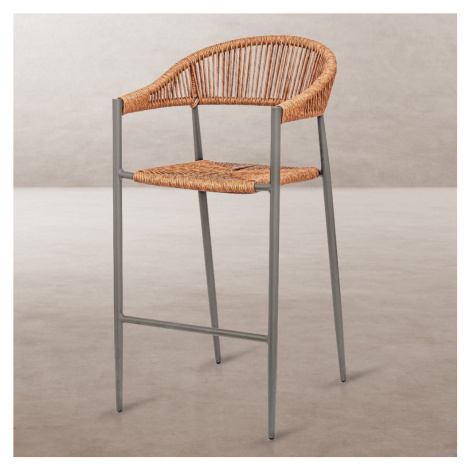 Sivá/hnedá kovová záhradná barová stolička Neska – LDK Garden